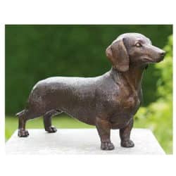 Outdoor garden sculpture "Dachshund", edition in cast bronze