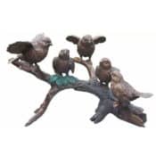 Gartenskulptur "Vögel auf Ast", handpatinierte Bronze