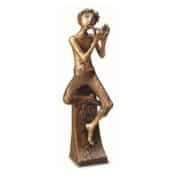 Gartenskulptur "Flötenspieler" aus gegossener Bronze