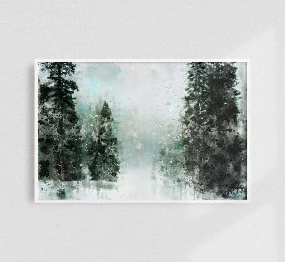 Digitale Malerei "Winter Forest" (2019) von theDotRod, Limited Edition Giclée Print