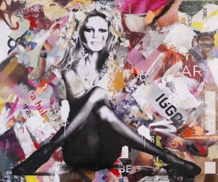 "Brigitte is in St-Tropez again" - Mixed Media Collage des Street Art Künstlers Michiel Folkers