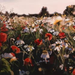 Blumenwiese "Fora vila" (2018) von Susanne Wind, Eitempera auf Leinwand