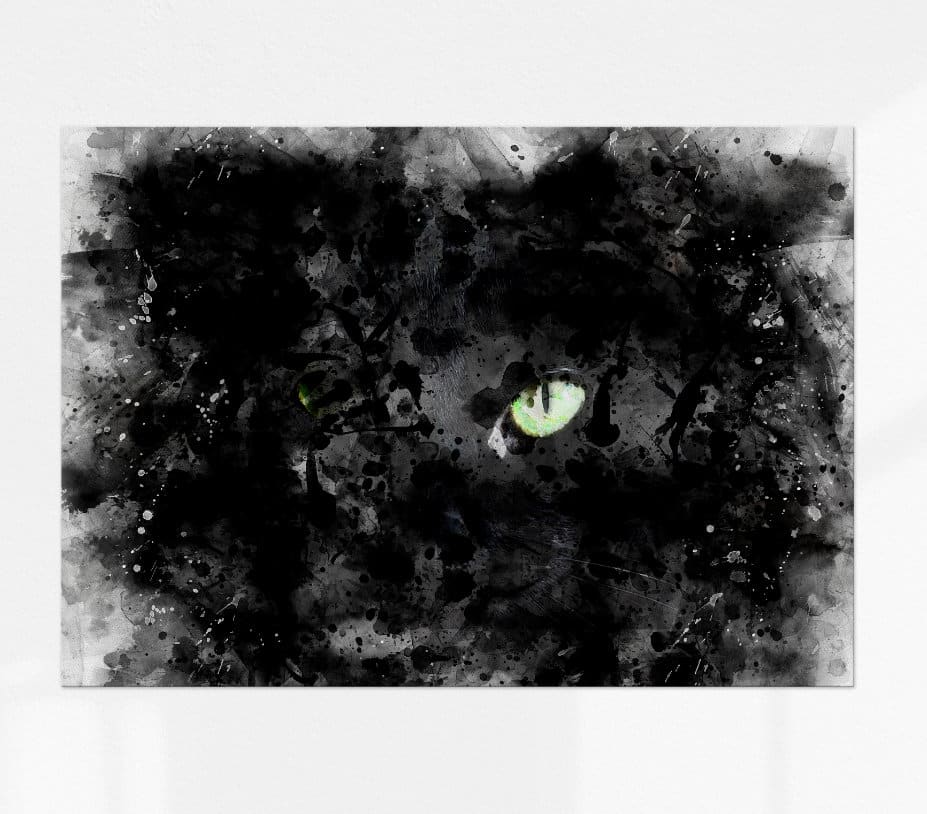 Digitale Malerei „Green Eyed Cat“ (2020) von theDotRod, Limited Edition Giclée Print