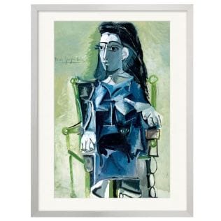 "Jacqueline zittend met een kat" (1964) van Pablo Picasso, reproductie in beperkte oplage op handgemaakt papier "Jacqueline zittend met een kat" (1964) van Pablo Picasso, reproductie in beperkte oplage op handgemaakt papier