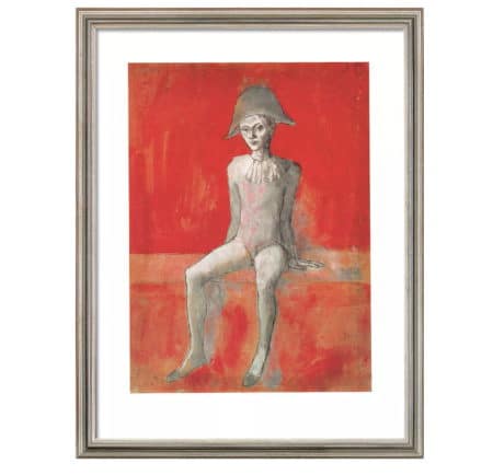 "Sitzender Harlekin" (1905) von Pablo Picasso, limitierte Reproduktion auf Bütten
