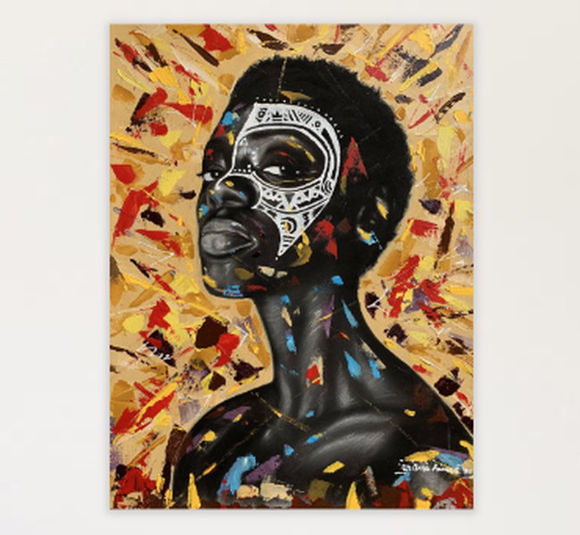African Art Portraitmalerei „Expectation“ (2021) von Eyitayo Alagbe
