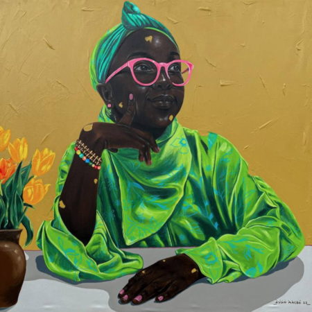 African Art Portraitmalerei „Flowers of paradise“ (2022) von Eyitayo Alagbe