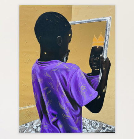 African Art Portraitmalerei „Born King“ (2021) von Eyitayo Alagbe