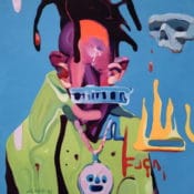 Abstraktes Acrylportrait "Fuck peace and the police #2" von Maxim Fomenko