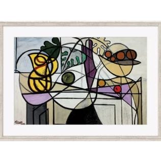 Pablo Picasso: "Krug und Obstschale" (1931), gerahmte Reproduktion auf Bütten Pablo Picasso: "Krug und Obstschale" (1931), gerahmte Reproduktion auf Bütten
