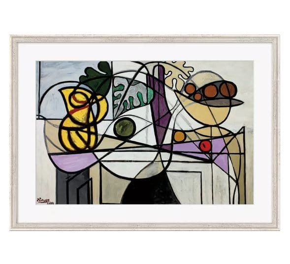 Pablo Picasso: &quot;Krug and fruit bowl&quot; (1931), framed reproduction on letters