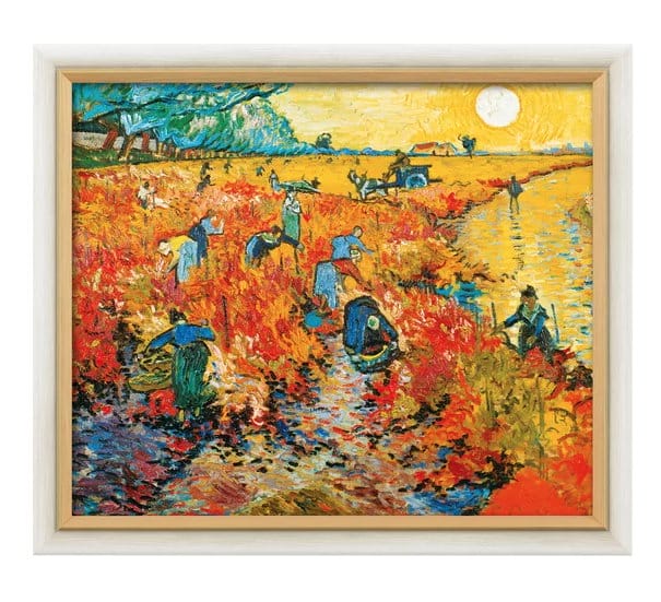 "Der rote Weingarten in Arles" (1888) von Vincent van Gogh, gerahmte Reproduktion