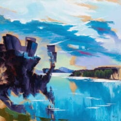 "STILL WATERS OF THE LAKE" (2022) – Abstract landscape painting by Oleksii Vylusk