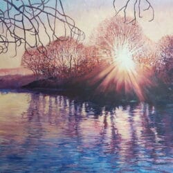 "Morning on the Norfolk Broads” (2022) – Landschaftsmalerei von Zoe Elizabeth Norman