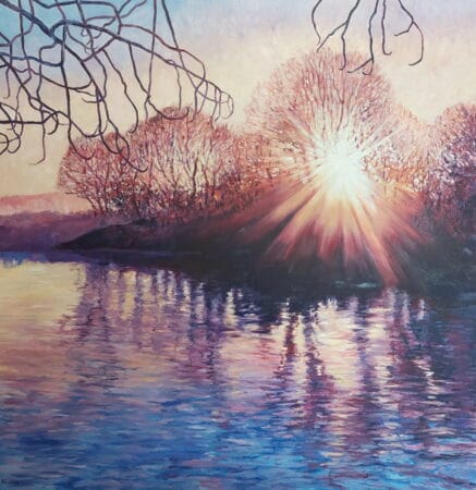 "Morning on the Norfolk Broads” (2022) – Landschaftsmalerei von Zoe Elizabeth Norman