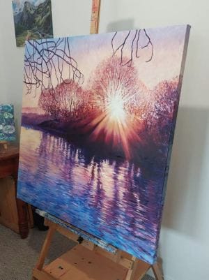 "Morning on the Norfolk Broads” (2022) – Landschaftsmalerei von Zoe Elizabeth Norman