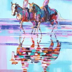 «Paseo a caballo en la playa» (2023) – Pintura acrílica de Trayko Popov