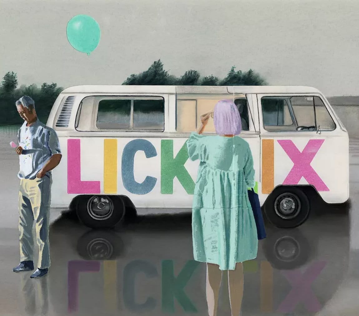 "Lickalix" (2022) - Mixed Media Gemälde von Oli Mumby