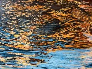 Fotorealistisches Ölgemälde "Amber Light" (2022) von Daria Dudochnykova, Unikat auf MDF
