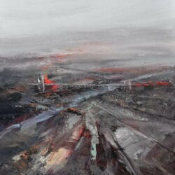 Abstraktes Ölbild "Agartha - Ancient Crossroads - 6 (Red River)" (2024) von Ivan Grozdanovski