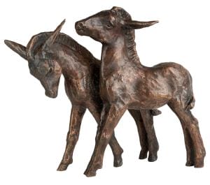 Escultura animal "Pareja de burros" de Kurt Arentz, reducida a bronce