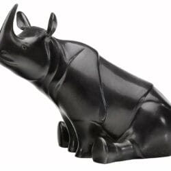 Tierskulptur "Nashorn" von Evert den Hartog, schwarze Bronze
