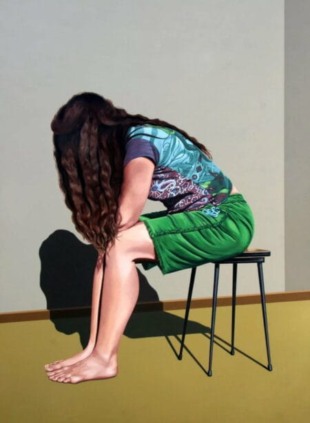 "Hannah 2" - Konzeptuelles Frauenportrait von Erlend Steiner Lovisa, Öl auf Leinwand