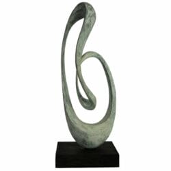 Abstrakte Skulptur "Sammlung" (2023) von Yves Rasch, Bronze + Holz