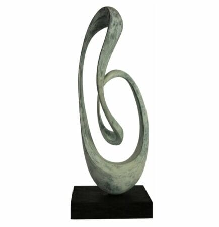 Abstrakte Skulptur "Sammlung" (2023) von Yves Rasch, Bronze + Holz