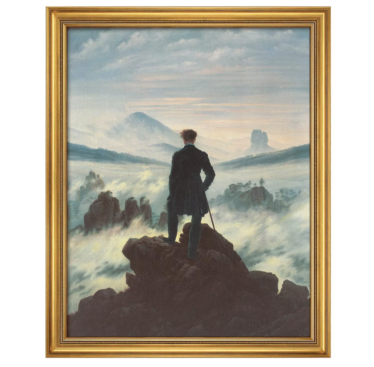 "Der Wanderer über dem Nebelmeer" (1818) - das berühmte Ölgemälde von Caspar David Friedrich als limitierte Reproduktion