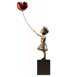 Emotionale Skulptur "Mädchen mit rotem Ballon" von Miguel Guía