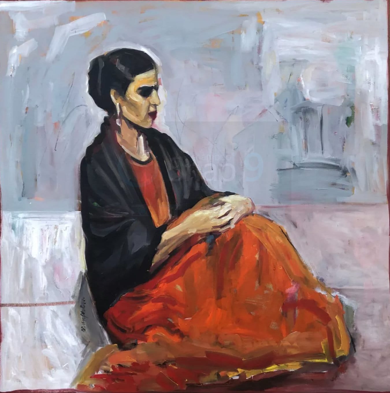 Ölgemälde "Frida Alone" (2018) von Arun Prem (Unikat)