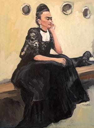 Ölgemälde "Frida and Doggie in the Sun" (2020) von Arun Prem (Unikat)