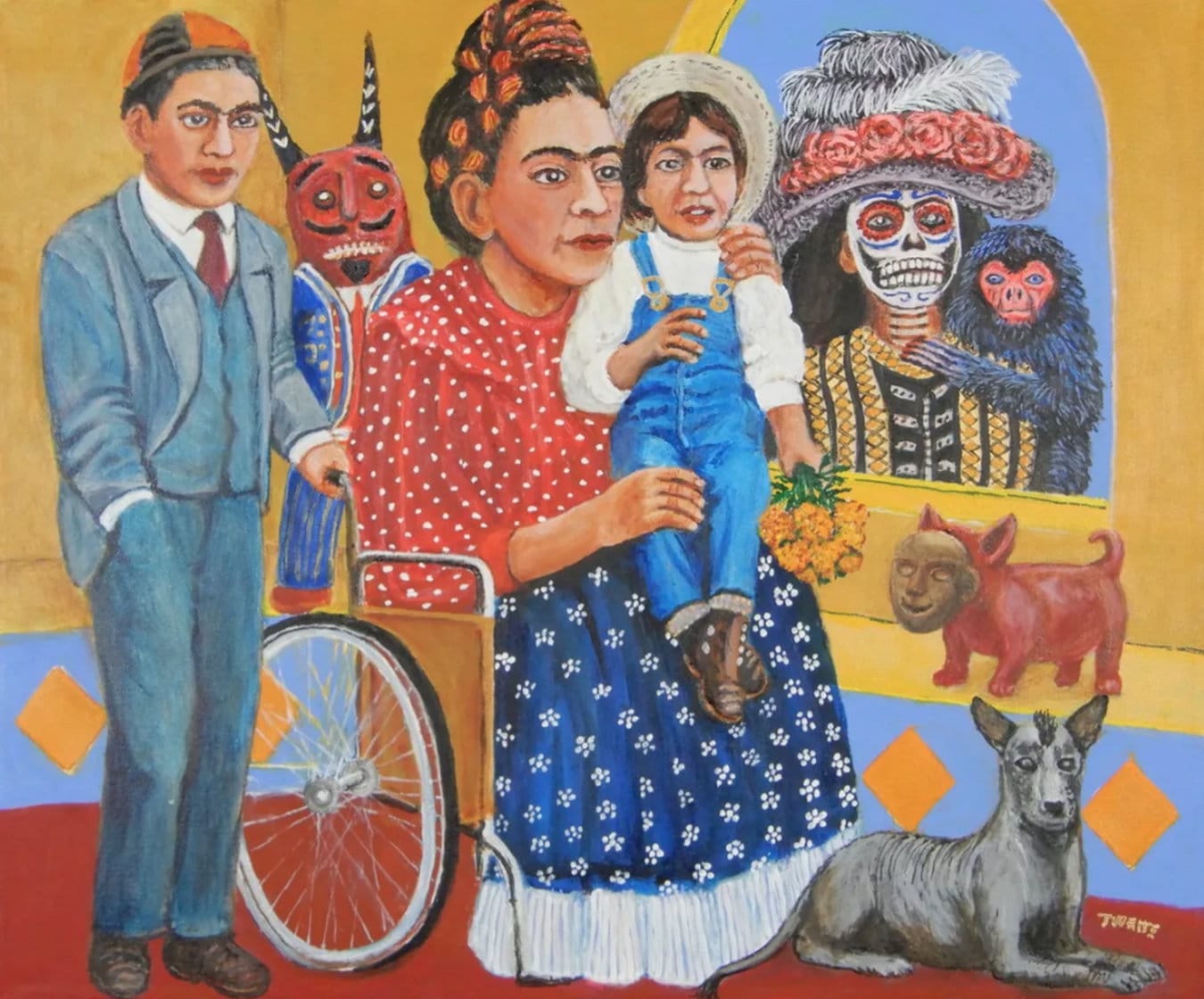 Acrylic painting &quot;Four Fridas&quot; (2022) by Timothy White