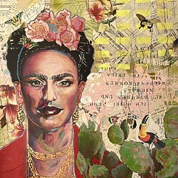 Mixed-Media Gemälde "Frida K." (2021) von Marita Tobner