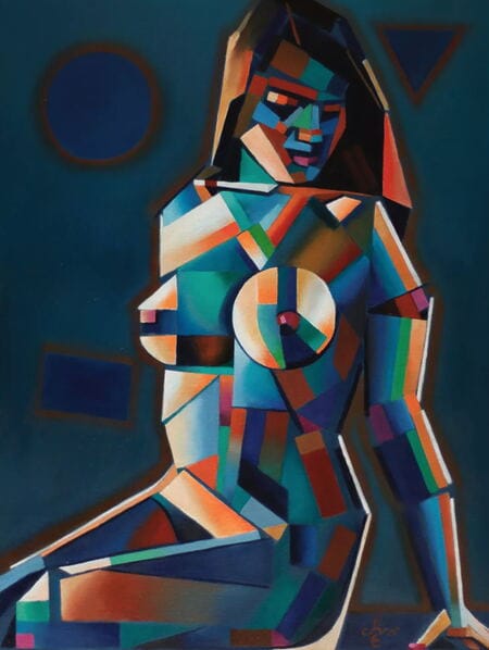 Kubistische Ölmalerei "Neo Deco – 05-03-24" (2024) von Corné Akkers