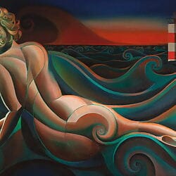 Kubistische Aktmalerei "The Infinite Waves of Eternity – 06-02-24" (2024) von Corné Akkers
