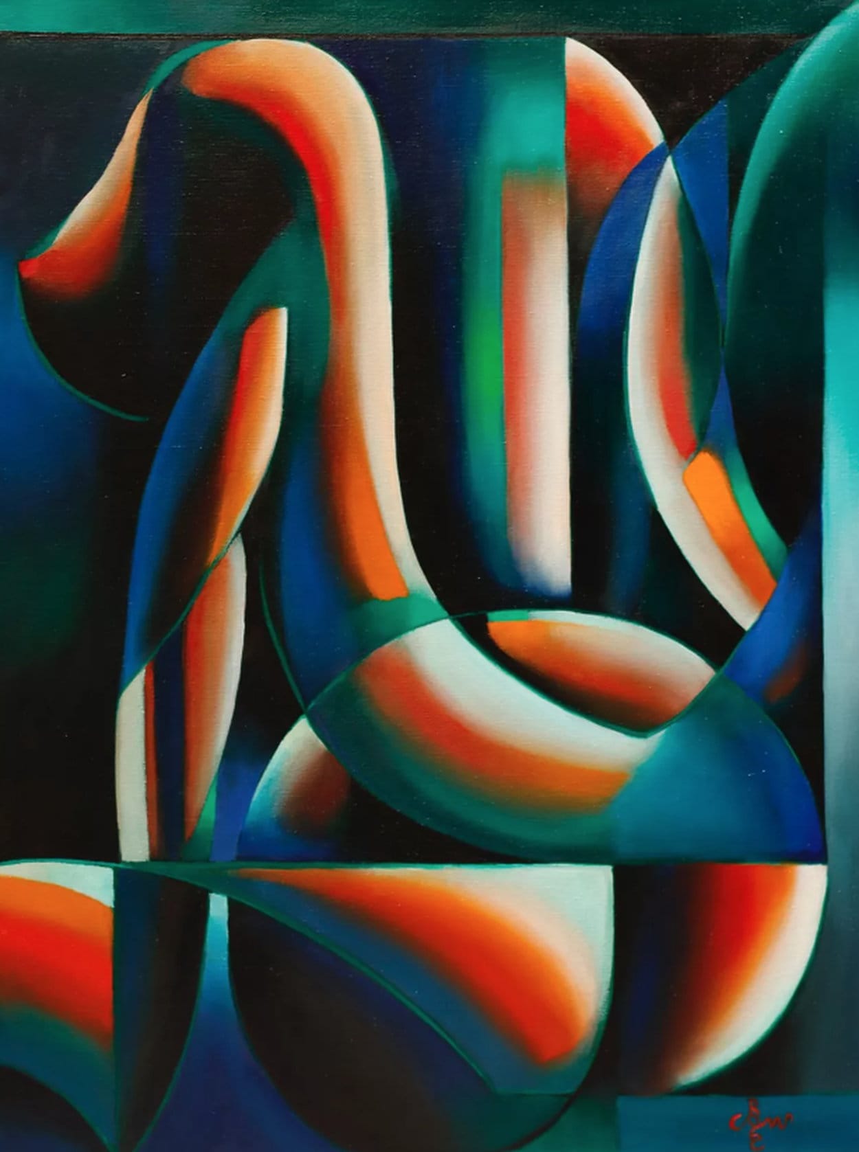 Akt painting &quot;Neo Deco-15-01-24&quot; (2024) by Corné Akkers, oil on canvas