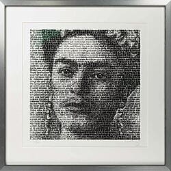 Retrato fotográfico "Frida Kahlo" (2020) con arte tipográfico de SAXA, serigrafía de edición limitada