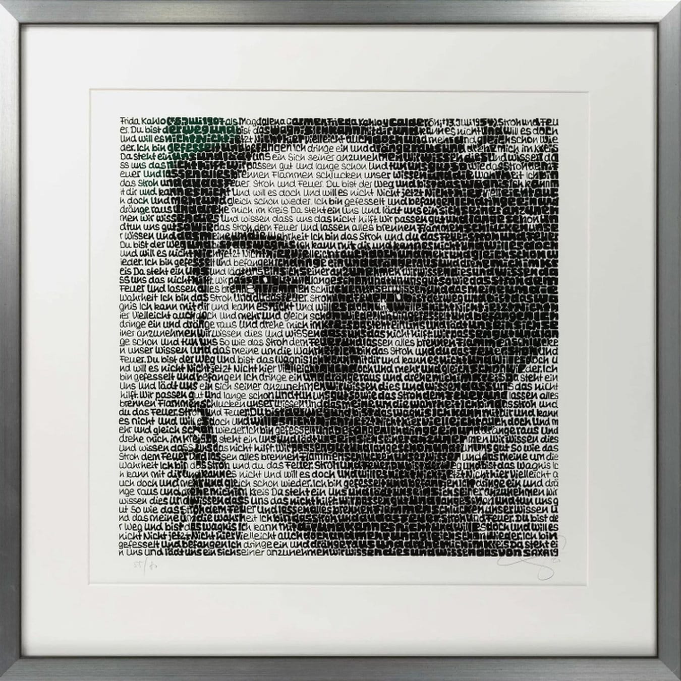 Fotoportrait "Frida Kahlo" (2020) mit Typo-Art von SAXA, limitierter Siebdruck