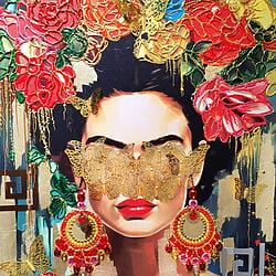 "Frida - Faceless Portrait" (2024) - Mixed Media Gemälde von BAST