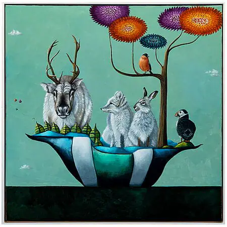 Kunstplaza: Kunst Magazin - Online Galerie - Design & Living Kunst Marketing Ölmalerei "Serie Hoffnungsgabe | Fauna in Norwegen II" (2024) von Lezzueck Coosemans