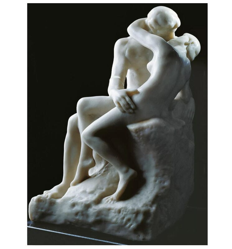 Erotische Kunst - Sinnliche Aktmalerei und ästhetische Skulpturen Kunstwerke 20. jahrhundert Skulptur "Der Kuss" (27 cm) von Auguste Rodin, Version in Kunstmarmor