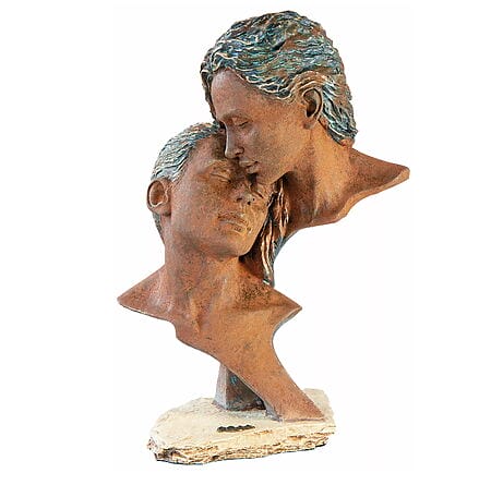 Romantische Skulptur "Zeit zu zweit" von Angeles Anglada, Kunstguss in Steinoptik