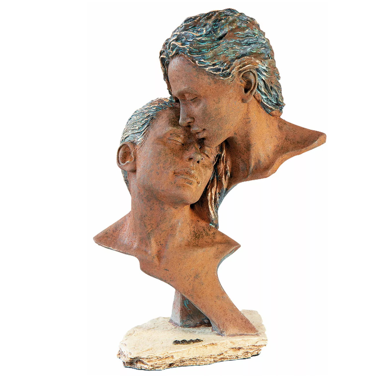 Romantische Skulptur "Zeit zu zweit" von Angeles Anglada, Kunstguss in Steinoptik