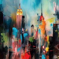 Abstrakte Skyline Malerei "New York Colors" (2023) von Holger Mühlbauer-Gardemin