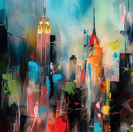 Abstrakte Skyline Malerei "New York Colors" (2023) von Holger Mühlbauer-Gardemin
