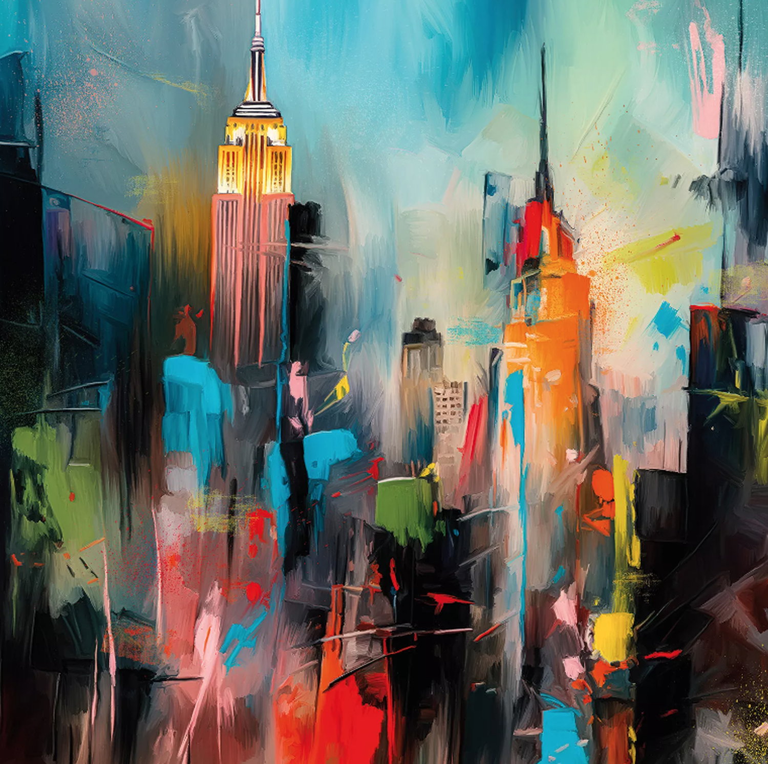 Abstrakte Skyline Malerei "New York Colors" (2023) von Holger Mühlbauer-Gardemin