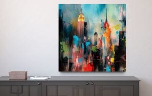 Abstrakte Skyline Malerei "New York Colors" (2023) von Holger Mühlbauer-Gardemin