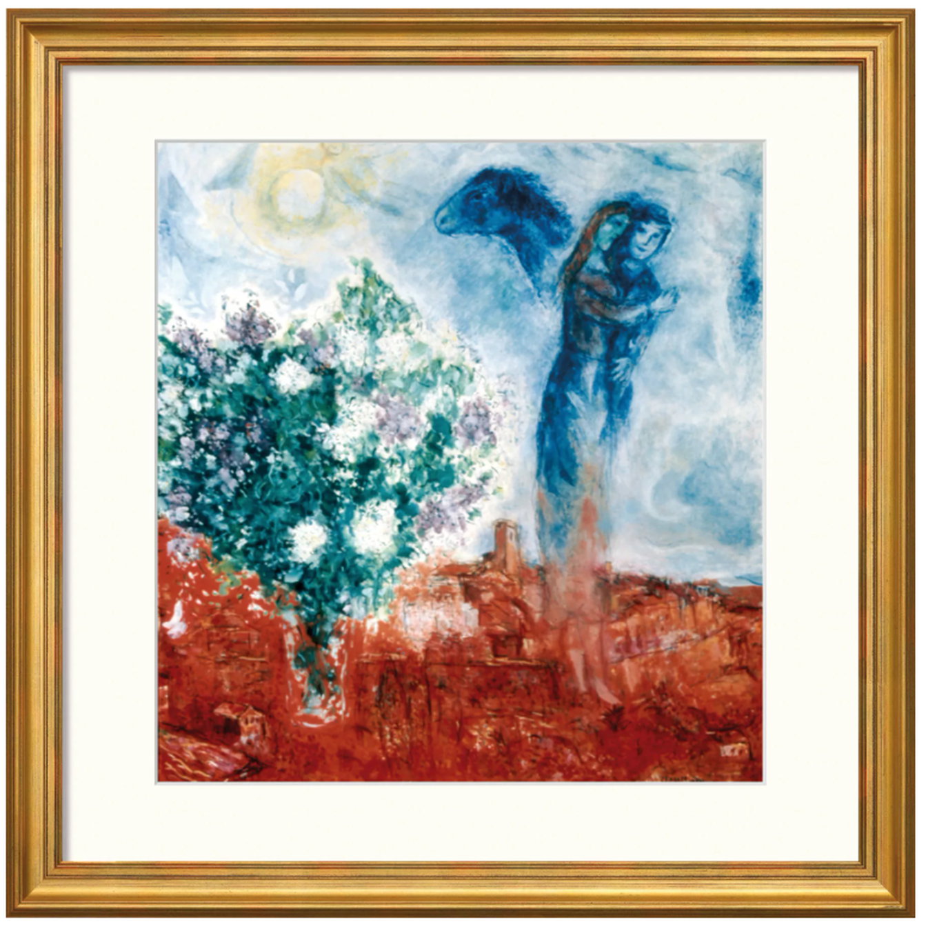 Marc Chagall: "Die Liebenden über St. Paul" (1970-71), Reproduktion auf Aquarellpapier